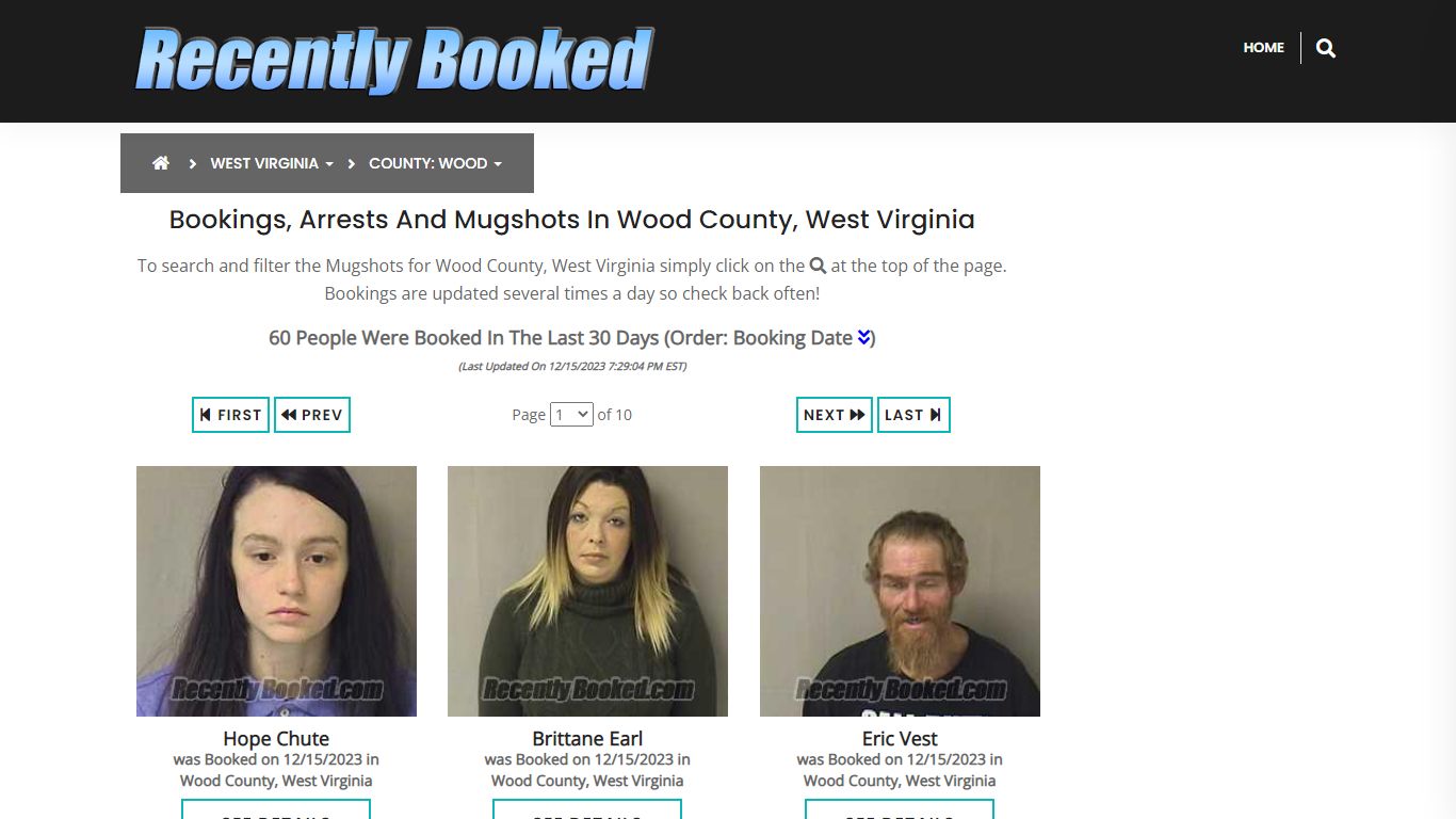 Bookings, Arrests and Mugshots in Wood County, West Virginia